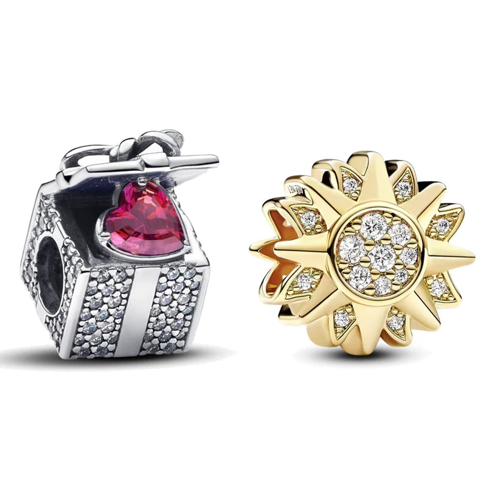 Sparkling Christmas Butterfly Bell Moon Charms | 925 Silver Beads Fit Original Pan Bracelet | DIY Women Jewelry New Year Gift