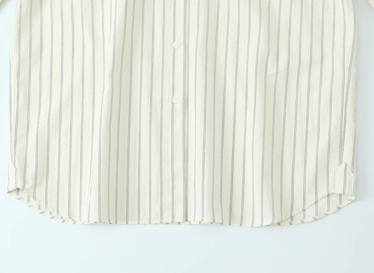 2025 Autumn Women’s Loose Striped Tie Lapel Long-Sleeved Shirt – Casual Fashion Versatile Top 🍂✨