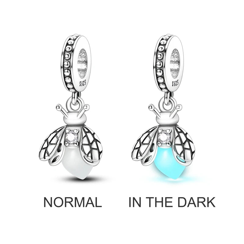 Original 925 Sterling Silver Glowing Firefly Charm Beads – DIY Bracelet Pendant for Women