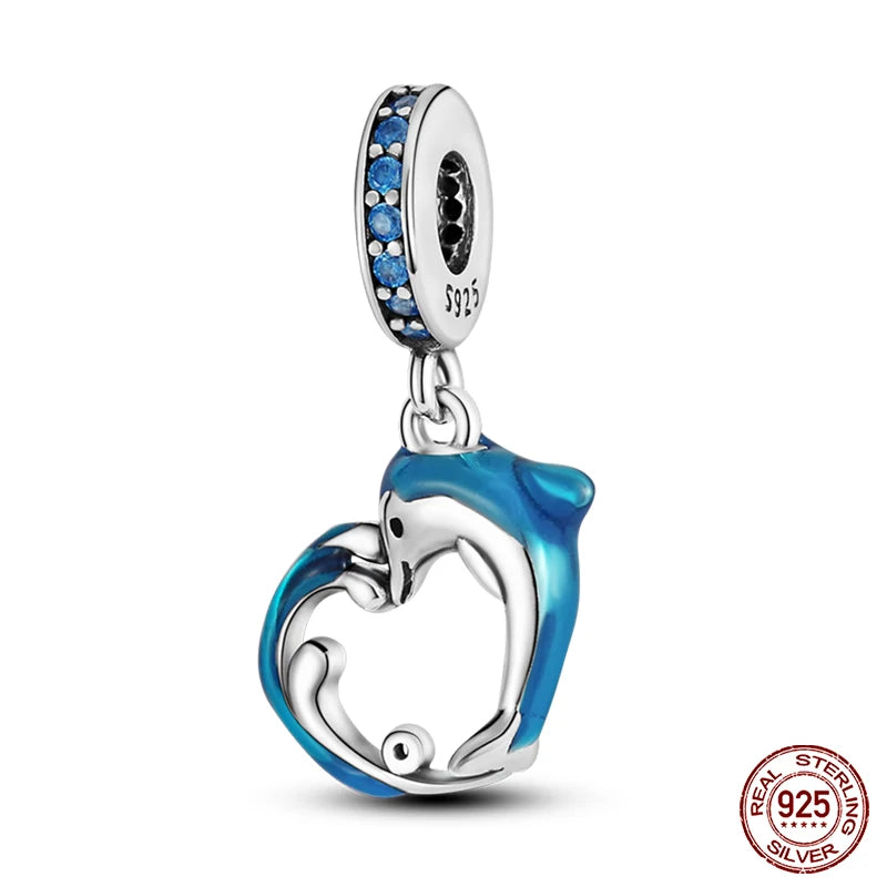 Blue Ocean Series 925 Sterling Silver Turtle Crab Mermaid Charms for 3mm Bracelet