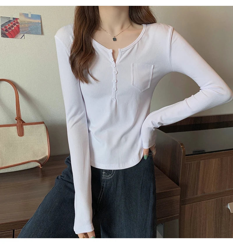 ✨ Plus Size Irregular Hem T-Shirt 👚 Long Sleeve Korean Style Top 🍁 Casual Spring Autumn Commute Wear