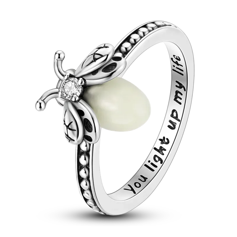 925 Sterling Silver Eternal Love Dewdrop Firefly Glow-in-the-Dark Ring for Women | Fashion Engagement & Wedding Jewelry