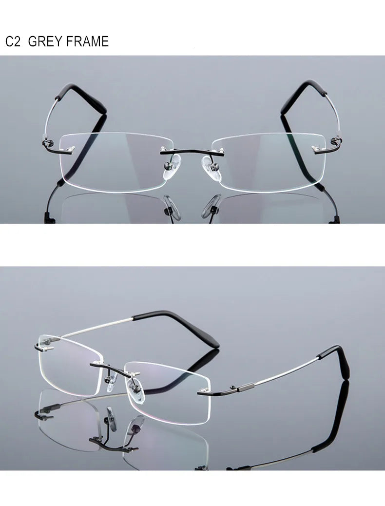 Titanium Alloy Rimless Glasses – Custom Prescription Eyewear for Men & Women | Anti Blue Ray & Photochromic Lenses