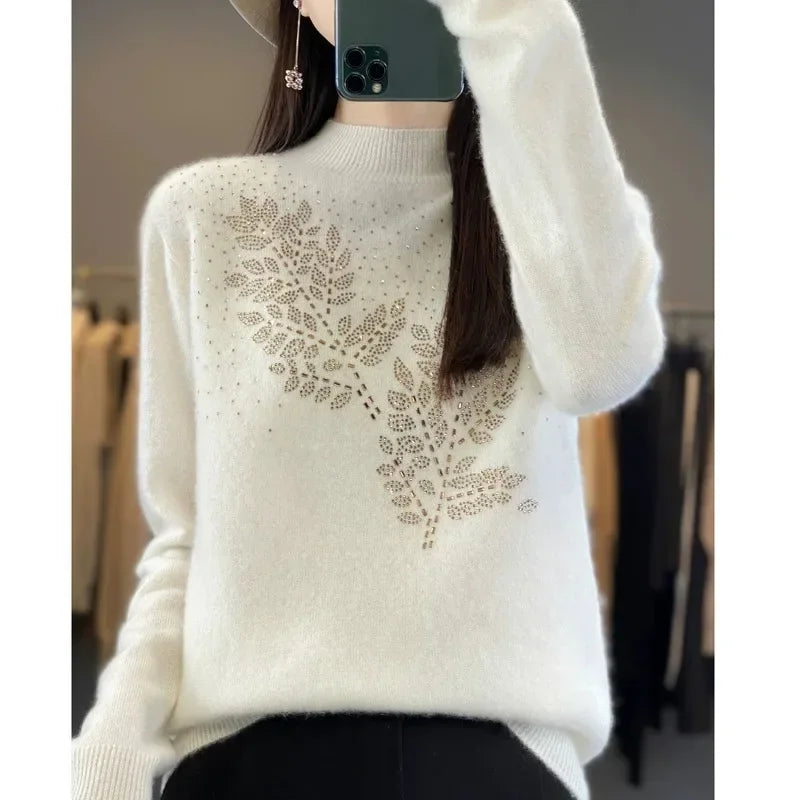 Women’s Thick Warm Mock Neck Sweater – Autumn Winter Long Sleeve Knit Pullover