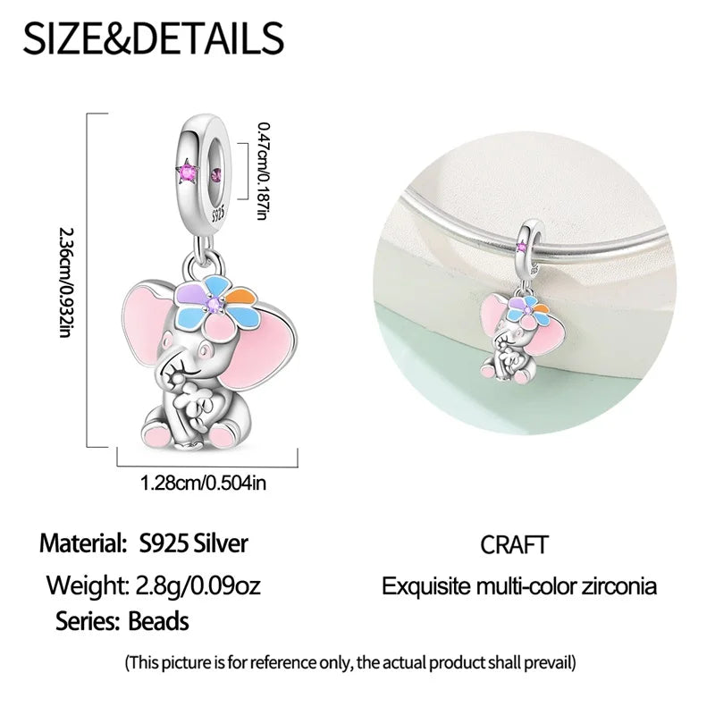925 Sterling Silver Animal & Love Charms | Cat, Elephant, Bear, Swan & Easter Egg Beads Fit Original 3mm Bracelets DIY Jewelry