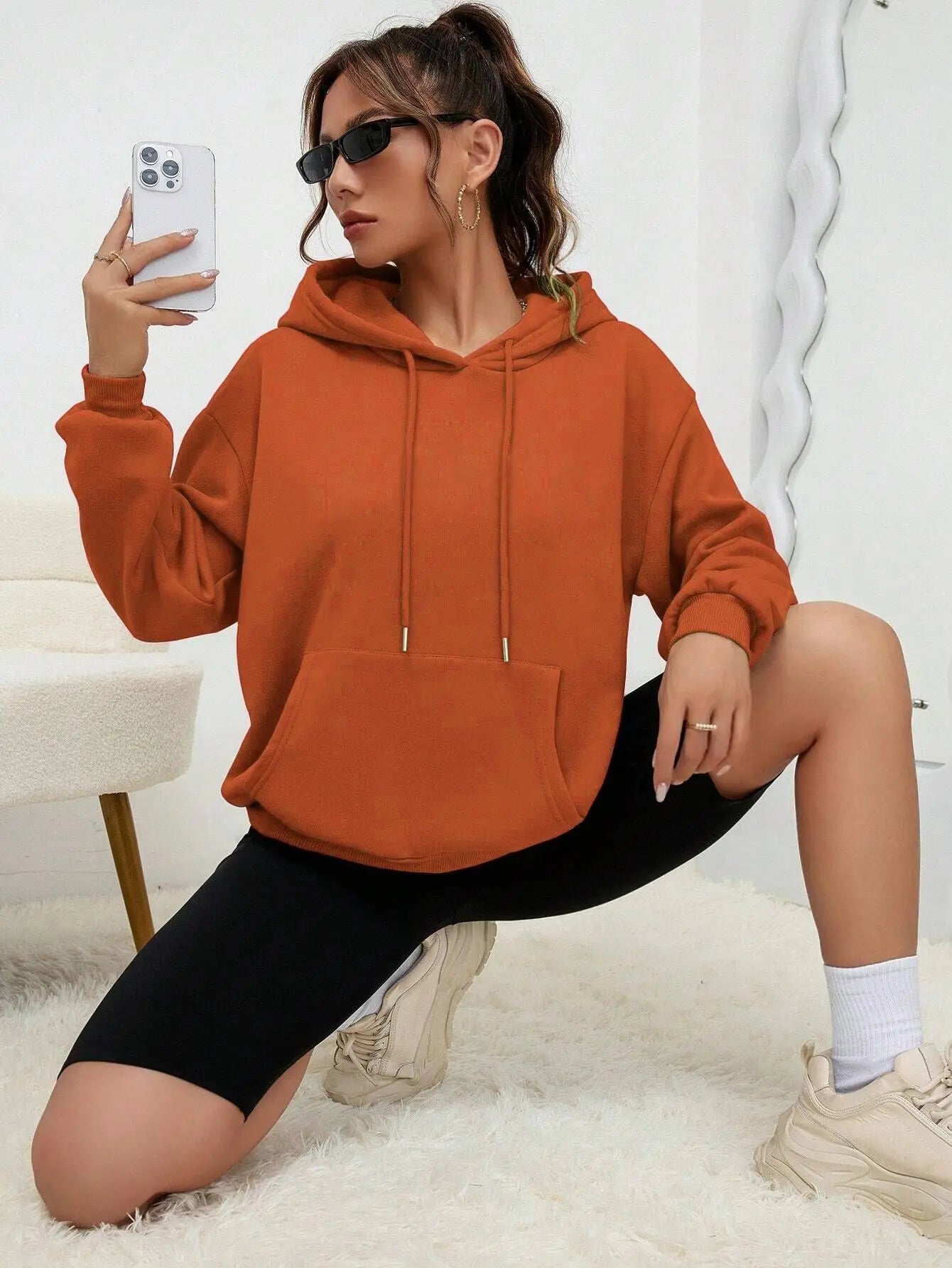 Solid Color Women’s Hoodie | Autumn Casual Fleece Pocket Hoodies | Unisex Streetwear