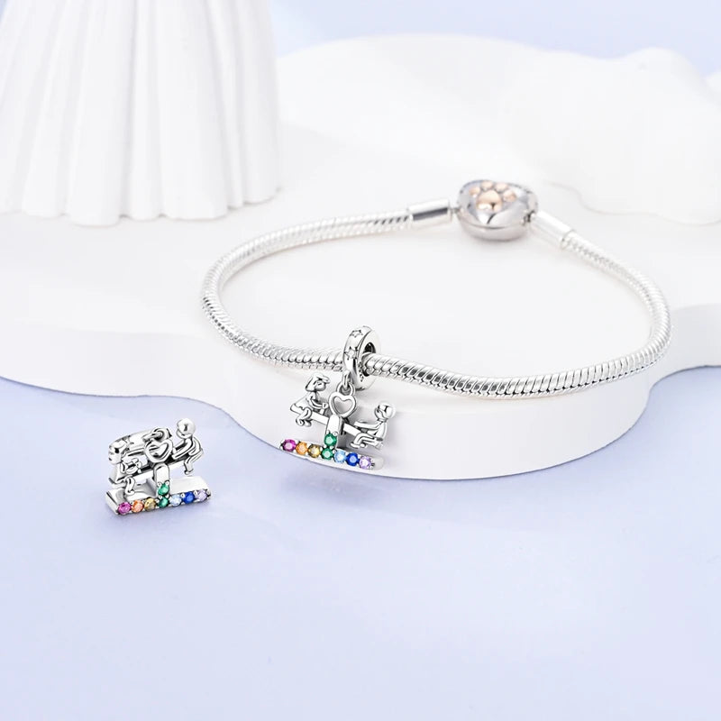 925 Sterling Silver Sweetheart Sister Charm | Fit Original Pandora & 3mm Bracelets DIY Jewelry Gift for Women