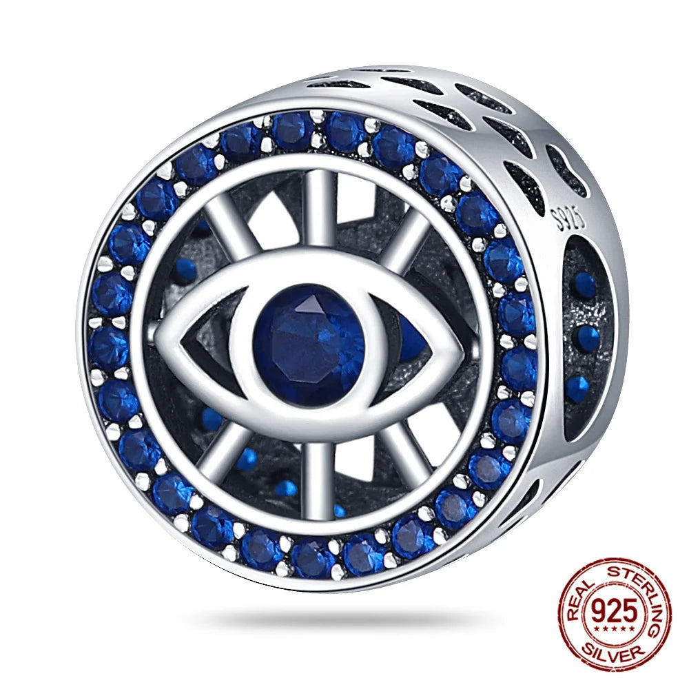 925 Sterling Silver Blue Zircon Evil Eye Charm | Original Devil Eye Series Bead Fits Pandora Bracelet – Women’s DIY Jewelry Gift