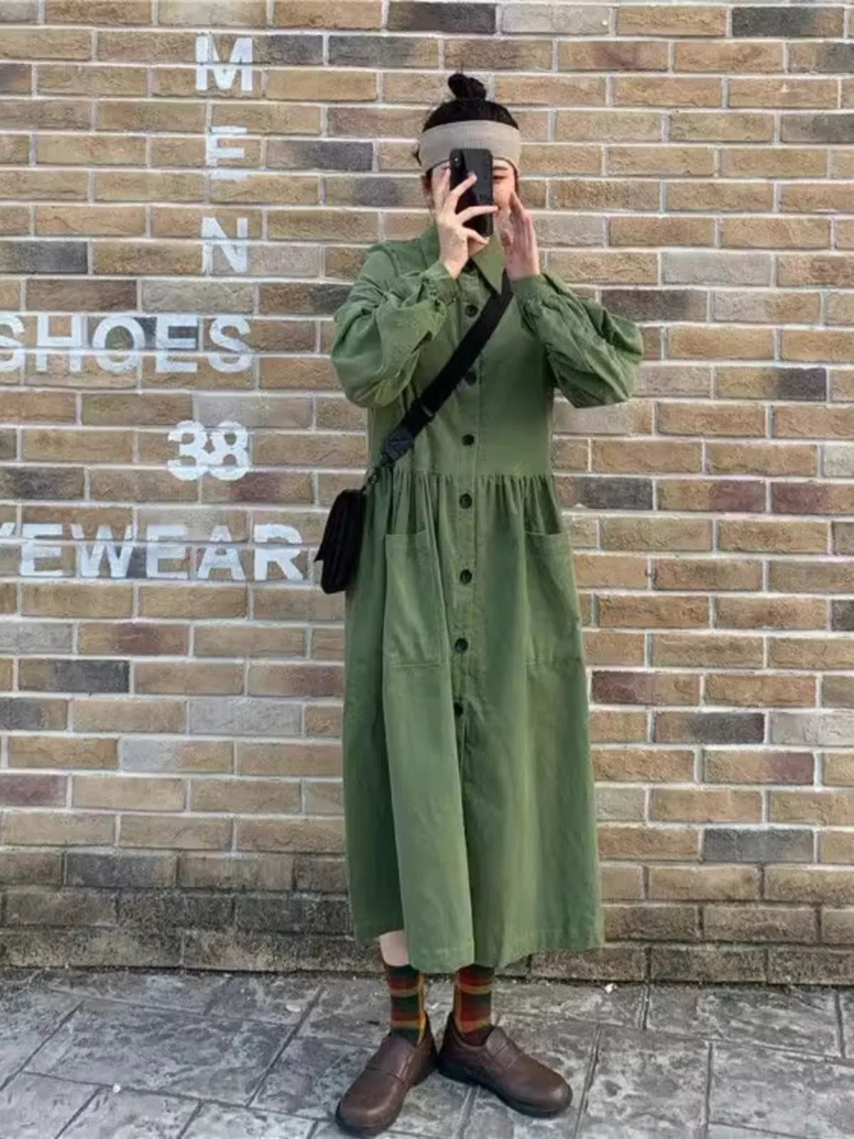 Retro Polo Collar Long Shirt Dress for Women – Loose Fit Casual Tea Break Gown | Elegant Everyday Fashion