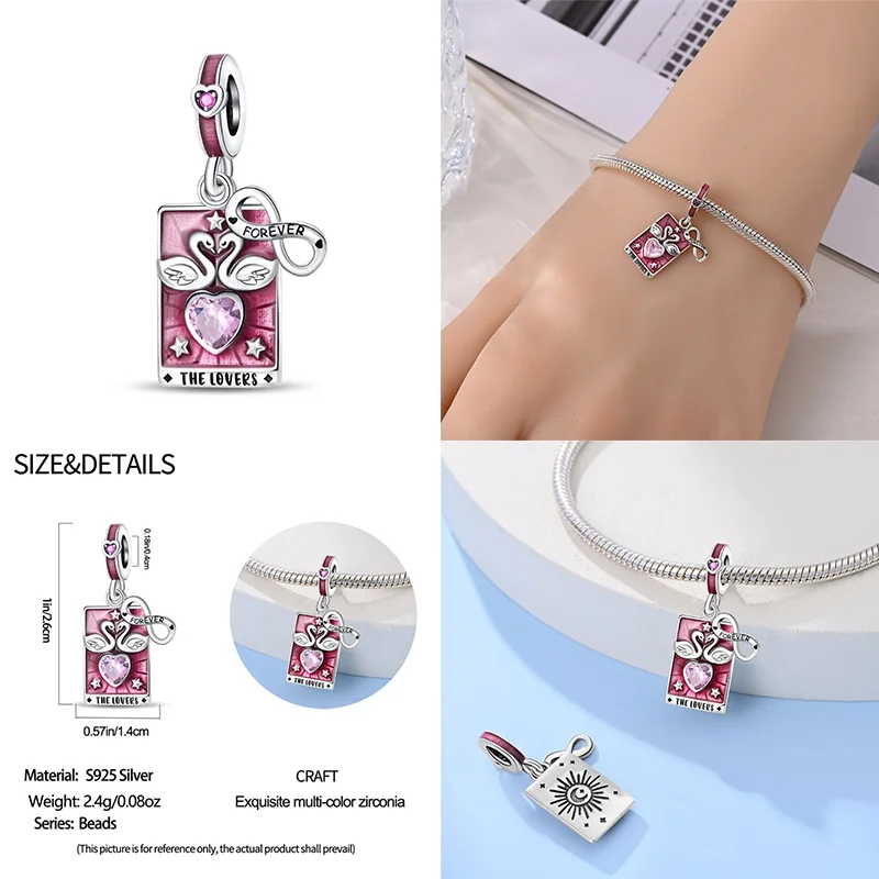 925 Sterling Silver Tarot Star Lover Charm | Fits Pandora Bracelet Women’s DIY Jewelry Gift