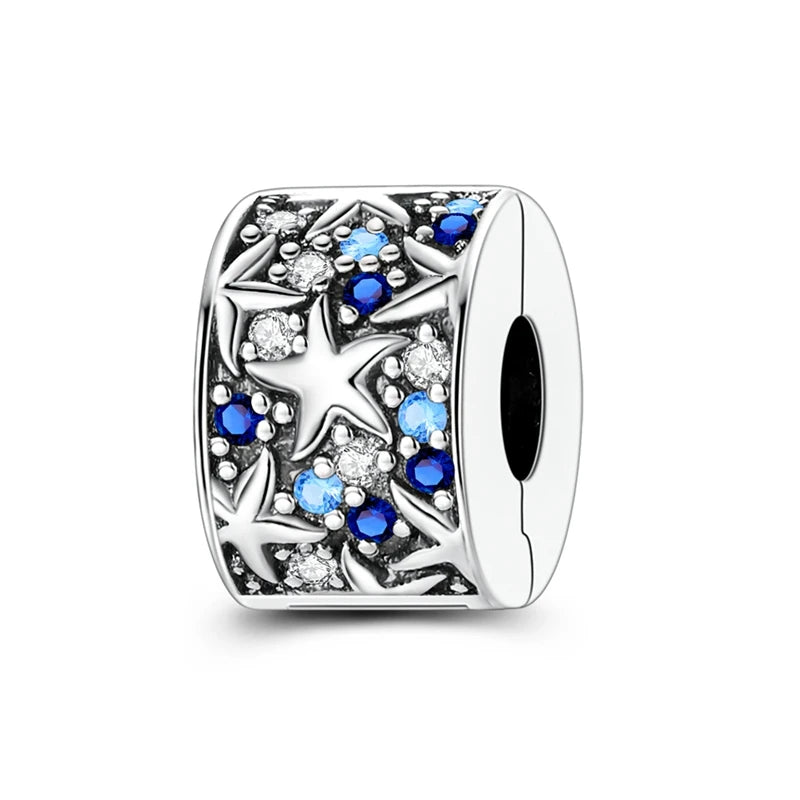 Original 925 Sterling Silver Clip Charm Bead | Round Heart Love Family Charms Fit Bracelet Women DIY Jewelry Gift