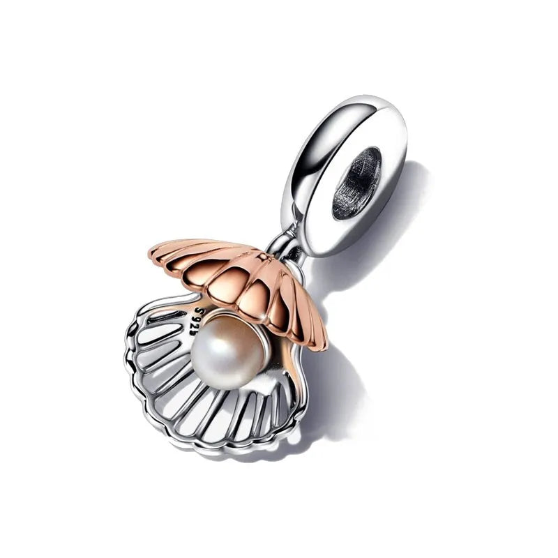 New 925 Sterling Silver Strawberry Cherry Pearl Shell Charm | Fit Original European Bracelet DIY Exquisite Jewelry