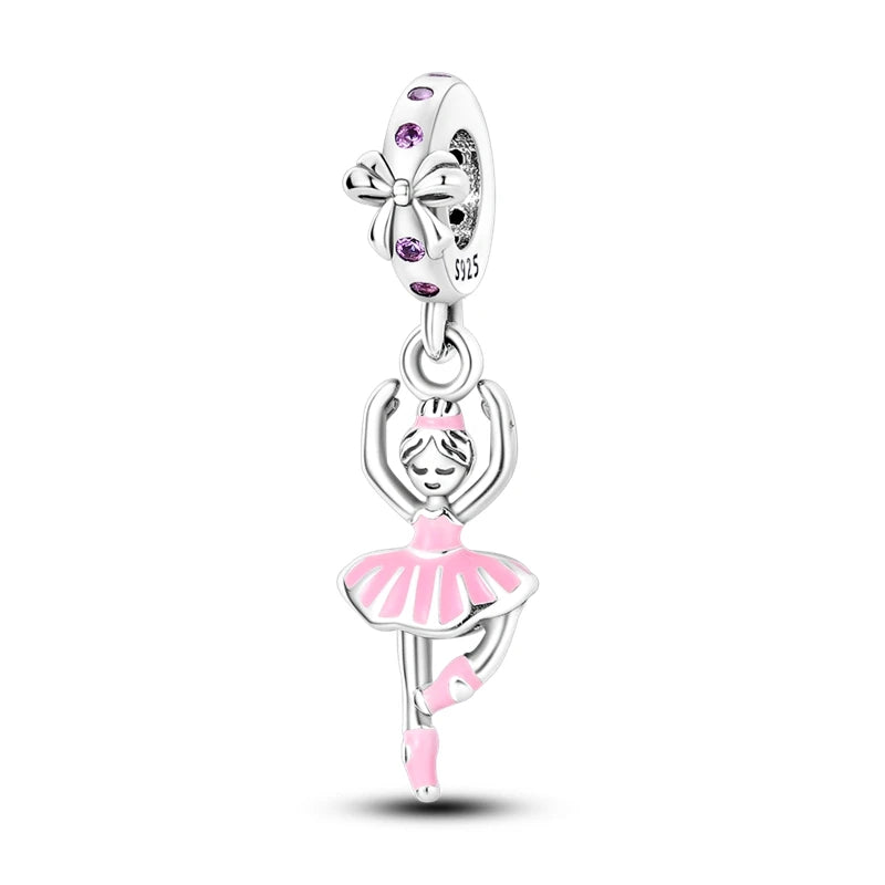 Fit Original Bangle 925 Silver Ballet Dancer Charm | Dancing Shoes Beads Pendant for Bracelet & Necklace DIY Jewelry Gift