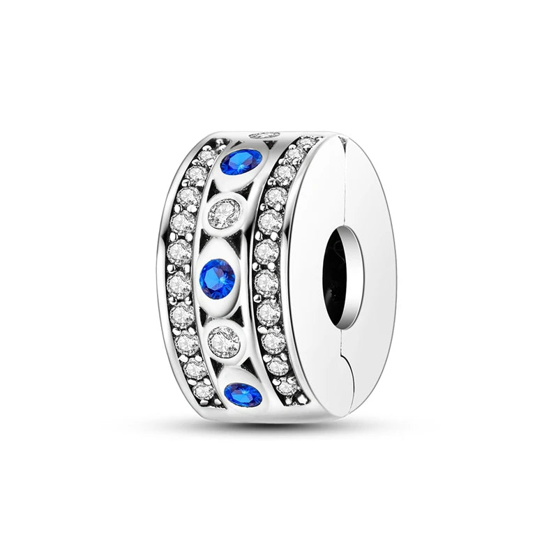 Blue 925 Sterling Silver Rotating Evil Eye Palm Moon Starry Sky Charms | Fit Original Bracelet Pendant Women Jewelry