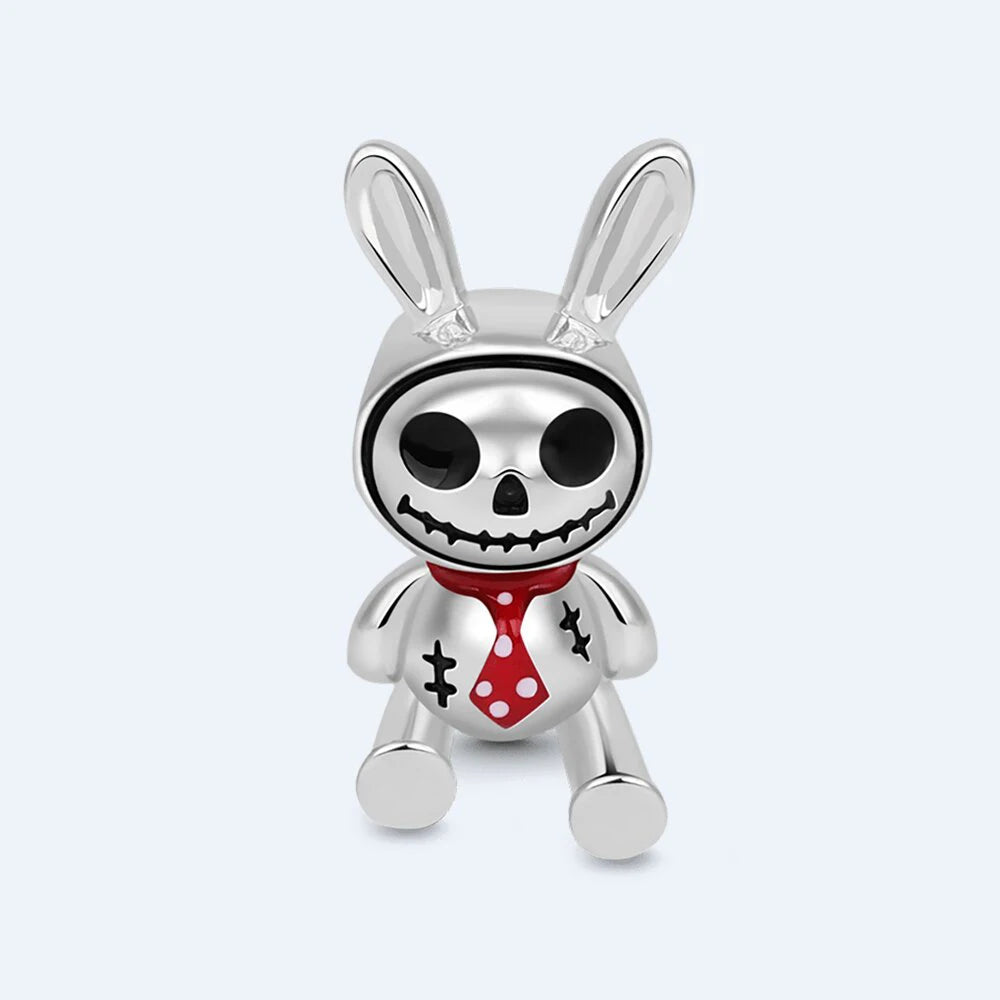 Gothic 925 Sterling Silver Grim Reaper Skull Charm Bead Fit Pandora Bracelet