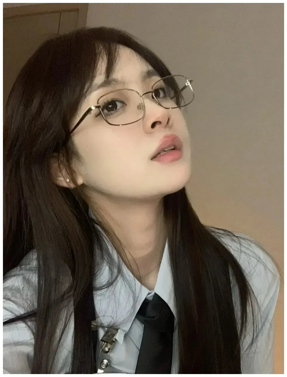 Y2K Harajuku Small Square Frame Glasses for Women – Retro Metal Clear Eyeglasses | Blue Light Blocking Reading Spectacle