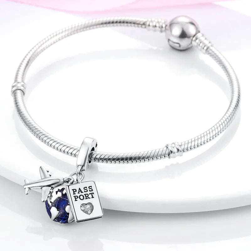 925 Sterling Silver Funny Playable Charms Beads | Smart Watch Tarot Bike Travel Dangle Fit Pandora Bracelet DIY Jewelry