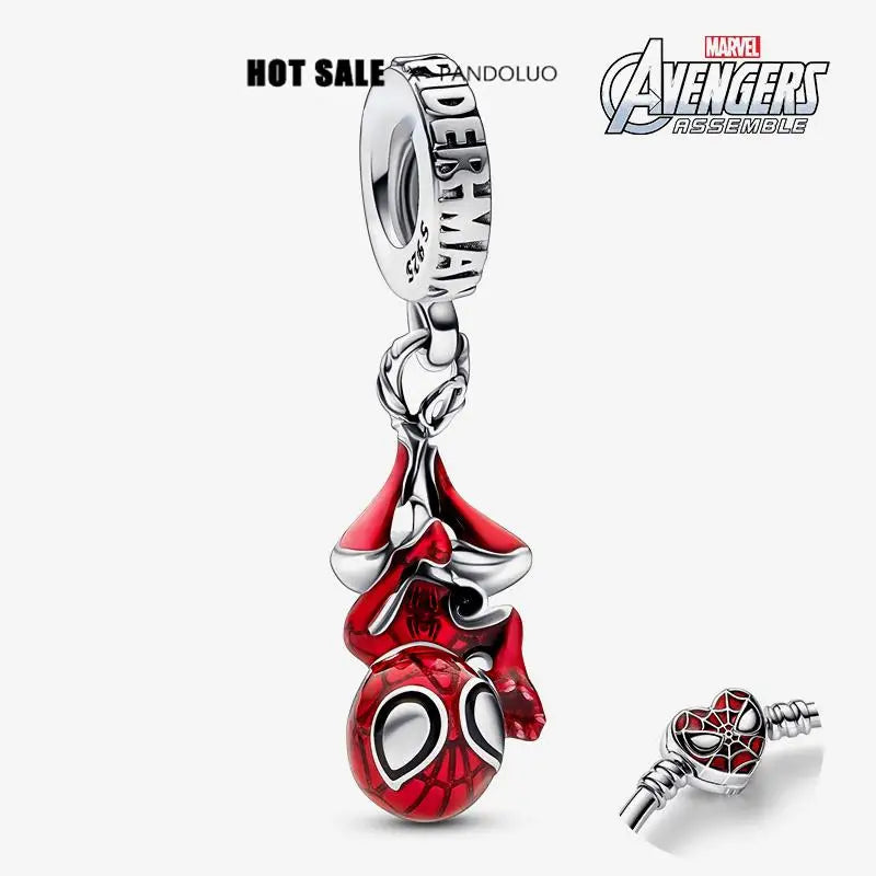 2025 Christmas Marvel Charm Beads – Iron Man Helmet Pendant & Spider-Man Bracelet Charms | Superhero Jewelry Gifts