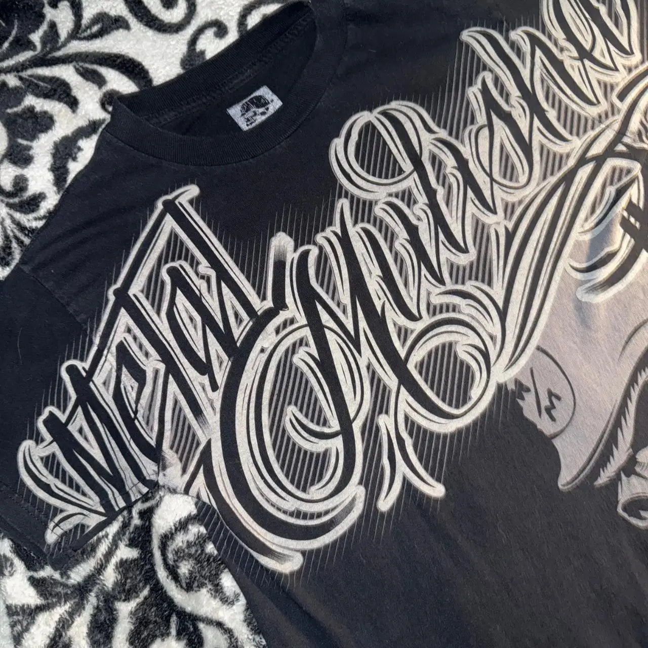 Vintage Avirex Black Short Sleeve T-Shirt | Rhinestone Double-Sided Print Retro Streetwear Top