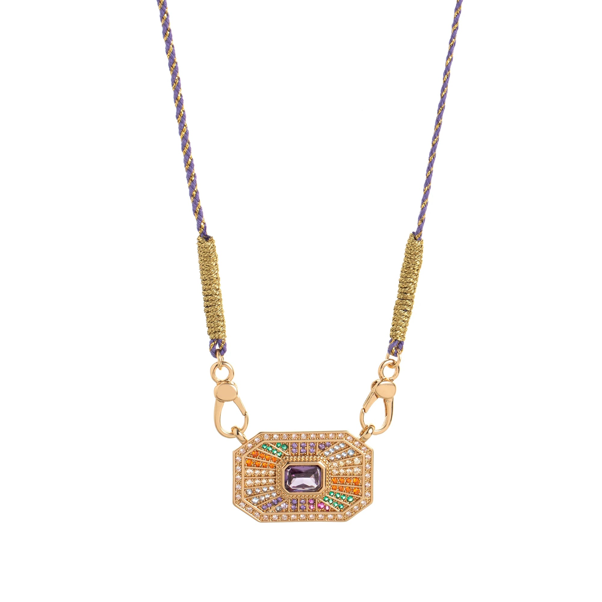 Colored Tarot Card Pendant Necklace – Gold Plated with Pink Drip Oil & Inlaid Diamonds Women’s Gift Jewelry