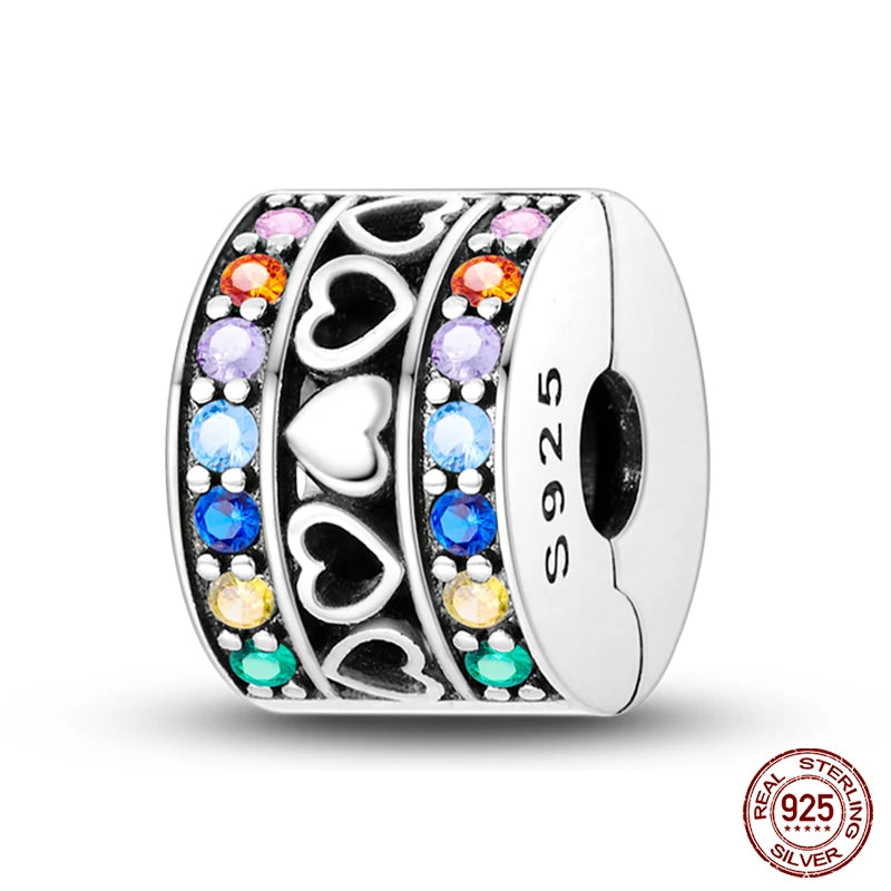 925 Sterling Silver Luminous Butterfly Star Moon Charm Bead | Round Clasp Bead for 3mm DIY Bracelet Jewelry Gift