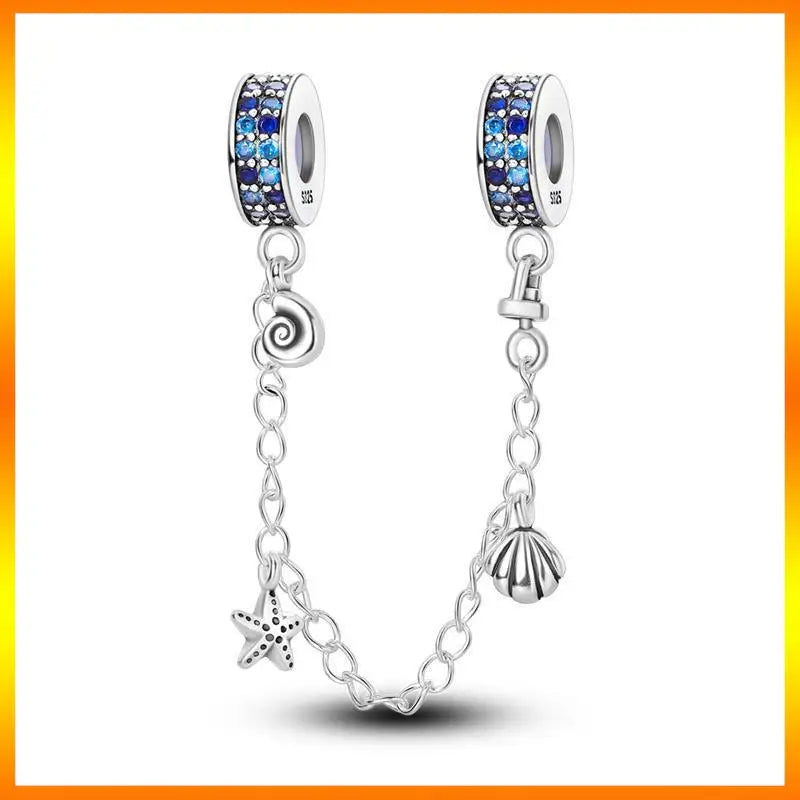 Star Moon & Evil Eye Chain Charm 🌙💙 925 Silver Bracelet Bead Women
