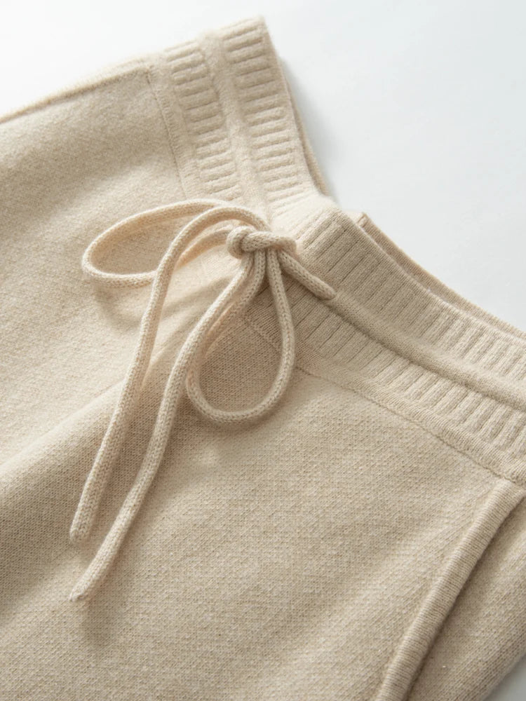 100% Cashmere High Waist Wide Leg Pants | Winter Warm Solid Trousers | Casual Korean Women’s Pants