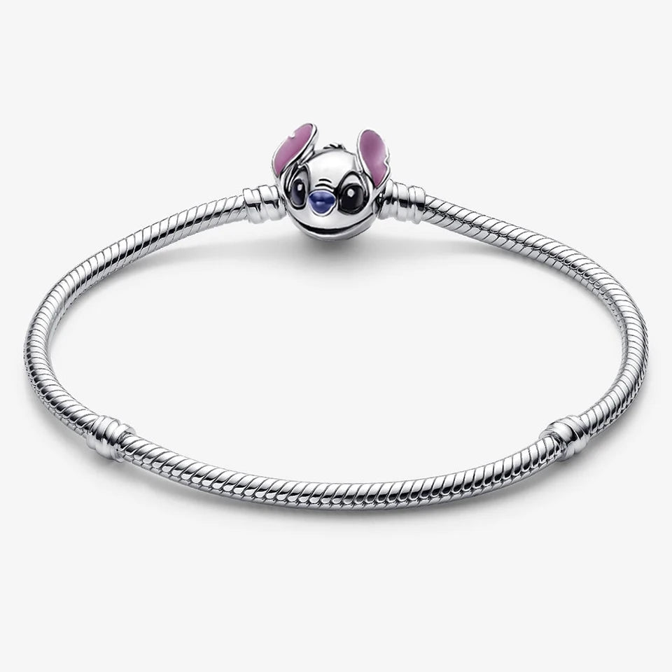 925 Sterling Silver Disney Minnie & Mickey Heart Charm Bracelet | Gold Bead ME Matte Braided Chain – Fashion DIY Jewelry