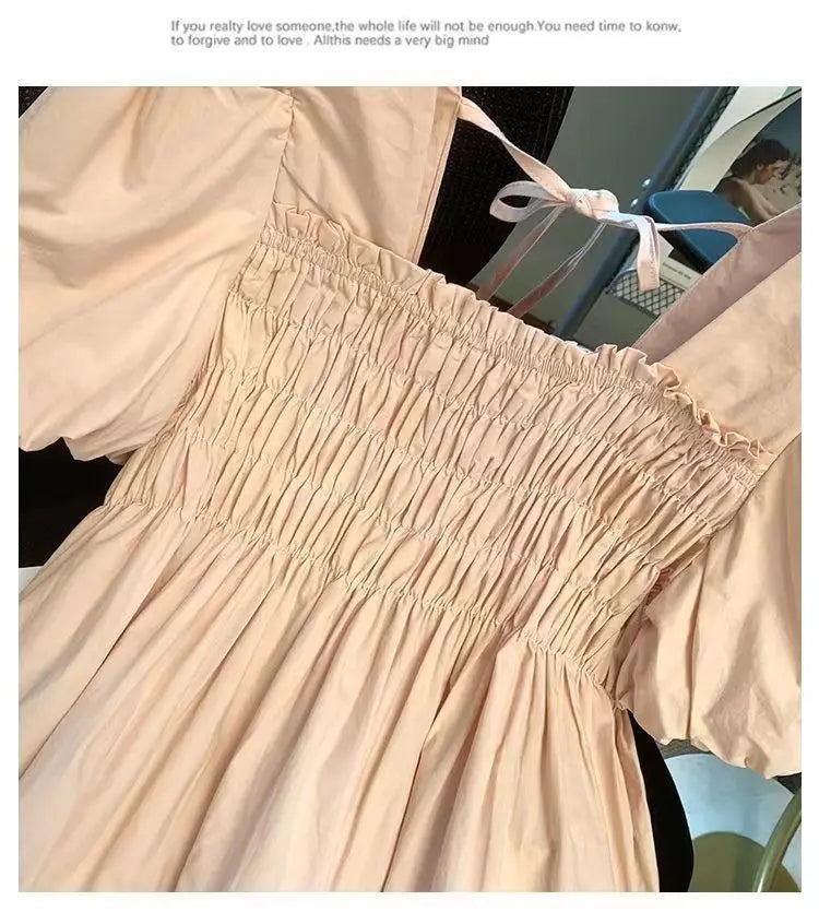 ☀️ Summer 2025 New Square Collar Pleated Short Sleeve Doll Shirt 👚 Women’s Small Size Bubble Sleeve Chiffon Blouse Top 🌸