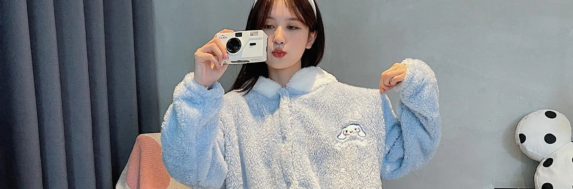 Kawaii Sanrio Hello Kitty Velvet Pajamas Set | Cute Cartoon Nightgown & Bathrobe | Girls & Couples Soft Home Wear