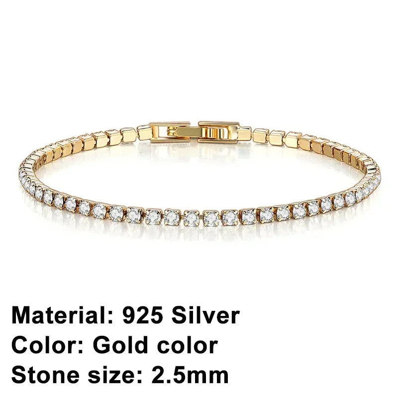 925 Sterling Silver Rose Gold Tennis Bracelet | Sparkling Cubic Zirconia Luxury Crystal Jewelry for Women