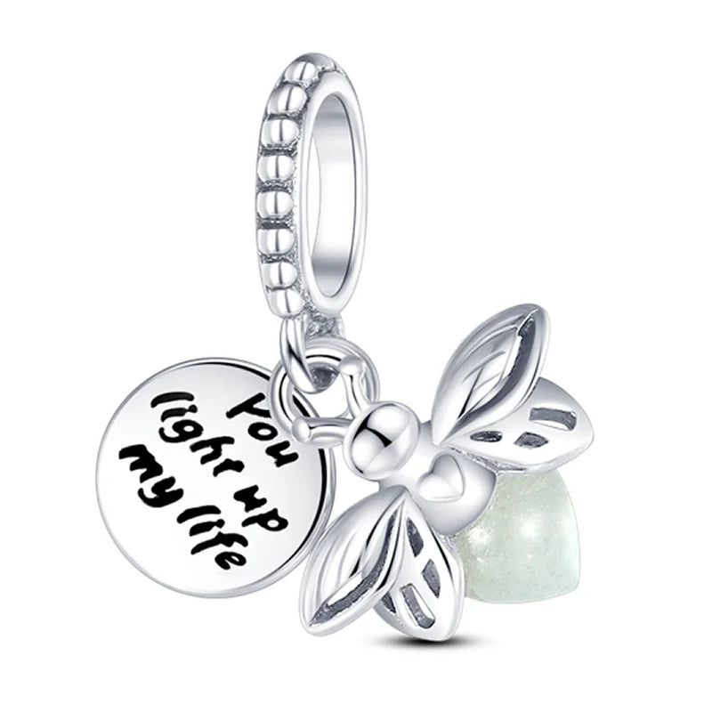 925 Sterling Silver Colorful Charms – Rose, Crown, Rainbow & Heart Dangle Beads Fit Pandora Bracelet & Necklace