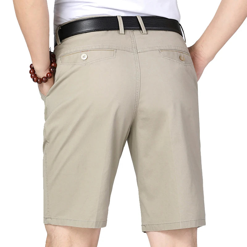 Classic Cotton Bermuda Shorts | Knee-Length Comfortable Board Shorts for Outdoor & Beach | Black & KhakiClassic Cotton Bermuda Shorts | Knee-Length Comfortable Board Shorts for Outdoor & Beach | Black & Khaki