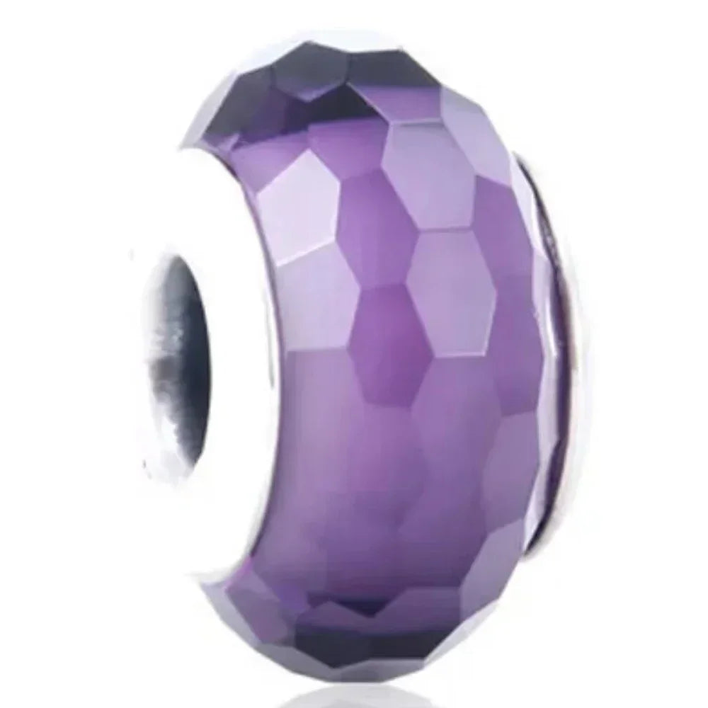 2025 Classic 925 Sterling Silver Colored Flower & Leaf Murano Glass Charm Beads | DIY Bracelet