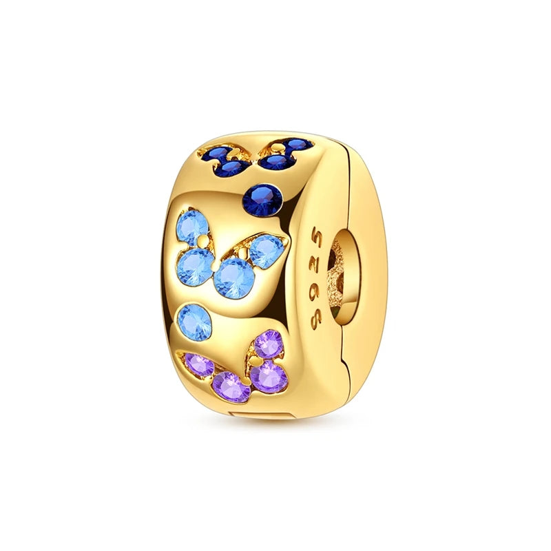 Original 925 Sterling Silver Clip Charm Bead | Round Heart Love Family Charms Fit Bracelet Women DIY Jewelry Gift