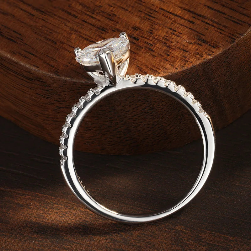 KNOBSPIN 925 Sterling Silver Heart Moissanite Engagement Ring – D VVS1 1-2ct 18K White Gold Plated Diamond Promise Ring for Women