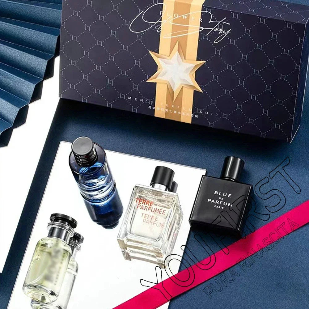 Luxury Brand Men’s Perfume Set – 4PCS Gift Box | 100ML Cologne Parfums Homme with Natural Floral & Fruity Masculine Scents