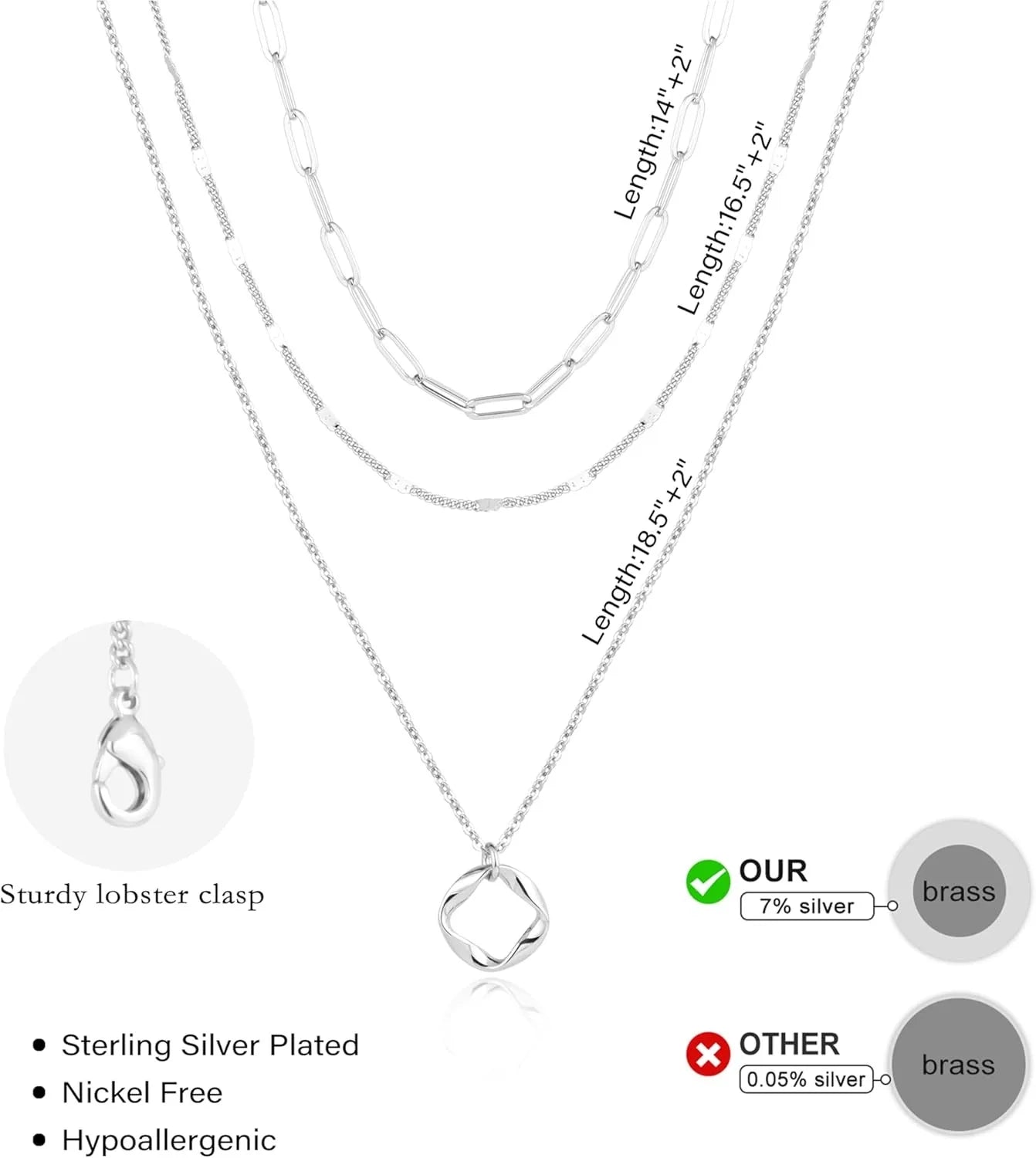 Layered Gold Necklaces for Women 14K Paperclip Chain Pendant Choker Set