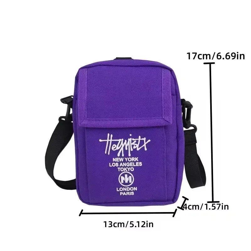 Casual Black Canvas Crossbody Bag | Pocket Messenger Bag for Women & Students
