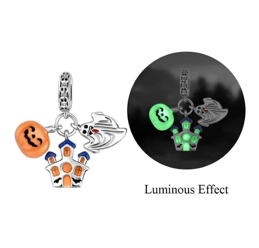 Original 925 Sterling Silver Halloween Charms | Pumpkin, Skull, Witch & Ghost Beads for Earrings, Pendants, Bracelets & Necklaces