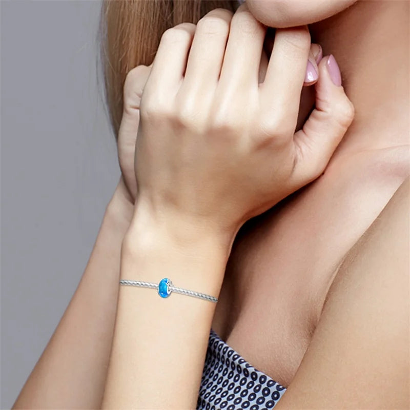 925 Sterling Silver Round Colored Zircon Spacer Beads – Fits Pandora Original Bracelets DIY Exquisite Party Jewelry