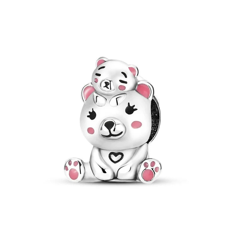 925 Sterling Silver Animal Charms | Bear, Rabbit, Dog, Panda, Elephant & Pig Beads Fit Original Bracelet DIY Jewelry Gift
