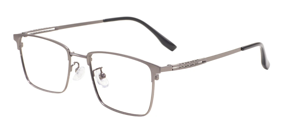 Rectangular Metal Browline Glasses Frame – Comfortable Large Full Rim Business Eyewear for Men