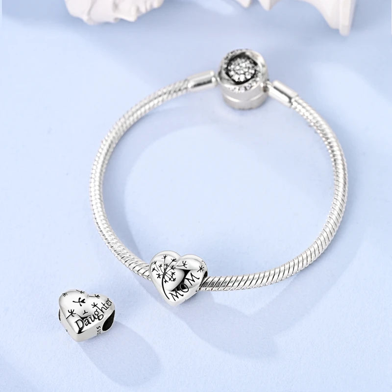 925 Sterling Silver Love Heart Zircon Pendant | Sparkling Beads Fit Original Bracelet & Necklace DIY Jewelry Gift for Women