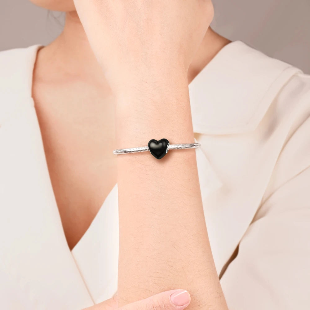 2025 New 925 Sterling Silver Colorful Shine Heart Charm Beads | Fit Snake Chain Bracelet & Necklace Women DIY Jewelry