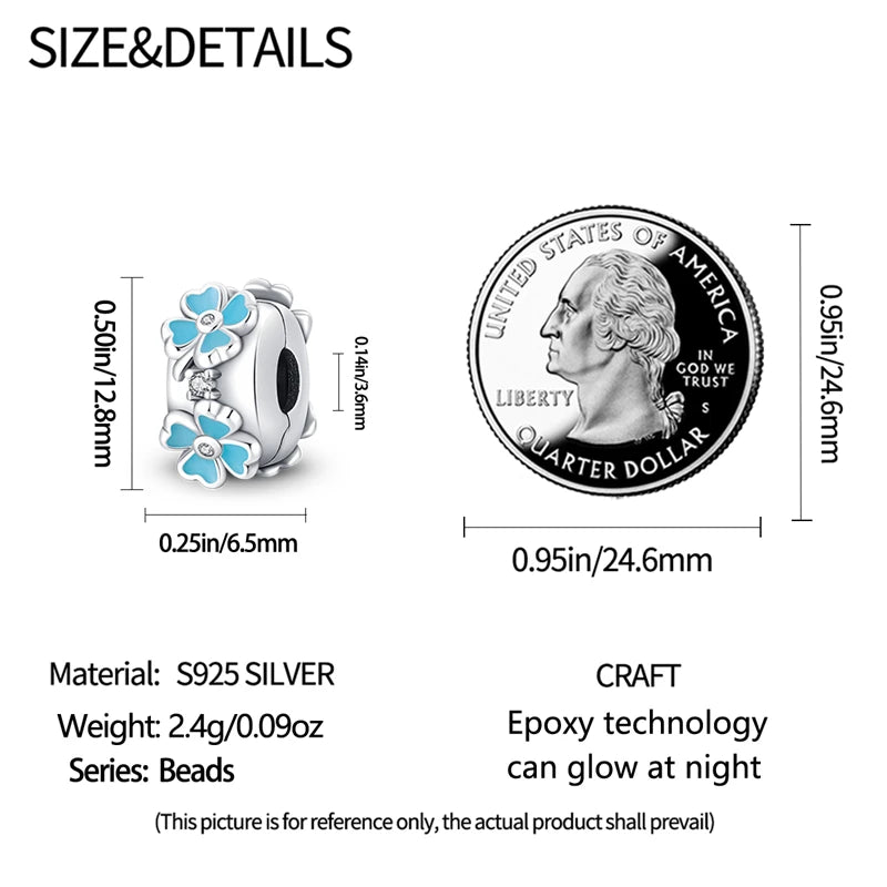 925 Sterling Silver Pave Clip Charms with Safety Chain | Colored Beads Stopper Clasp Fit Original Pandora Bracelet Jewelry