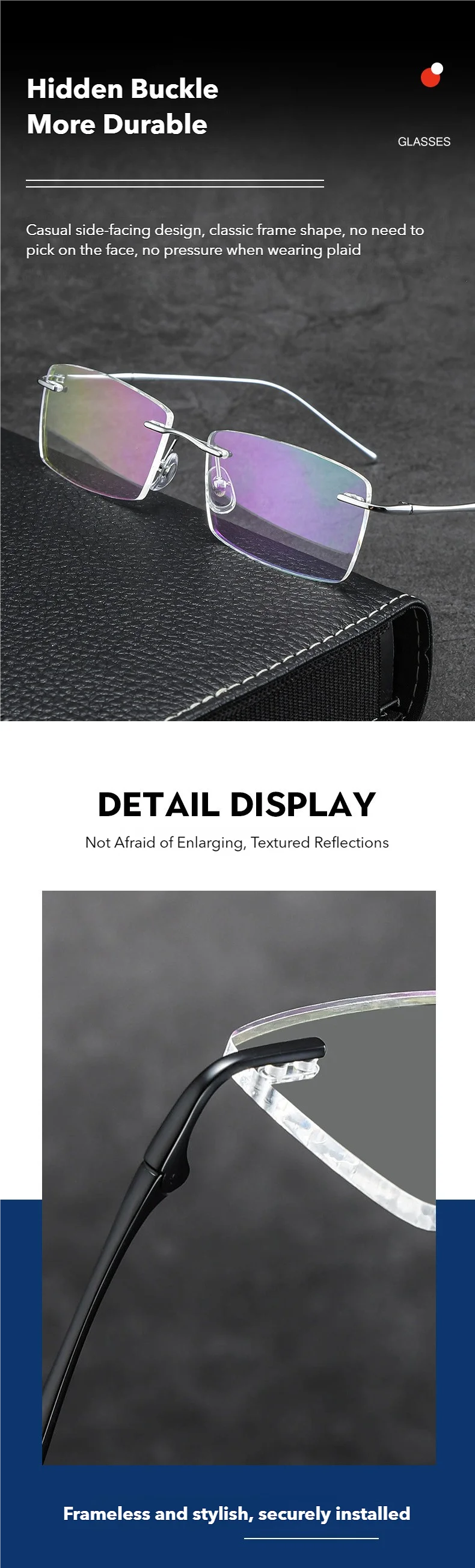 O-Q CLUB Ultra-Light Titanium Rimless Reading Glasses – Men’s Fashion Prescription Eyewear