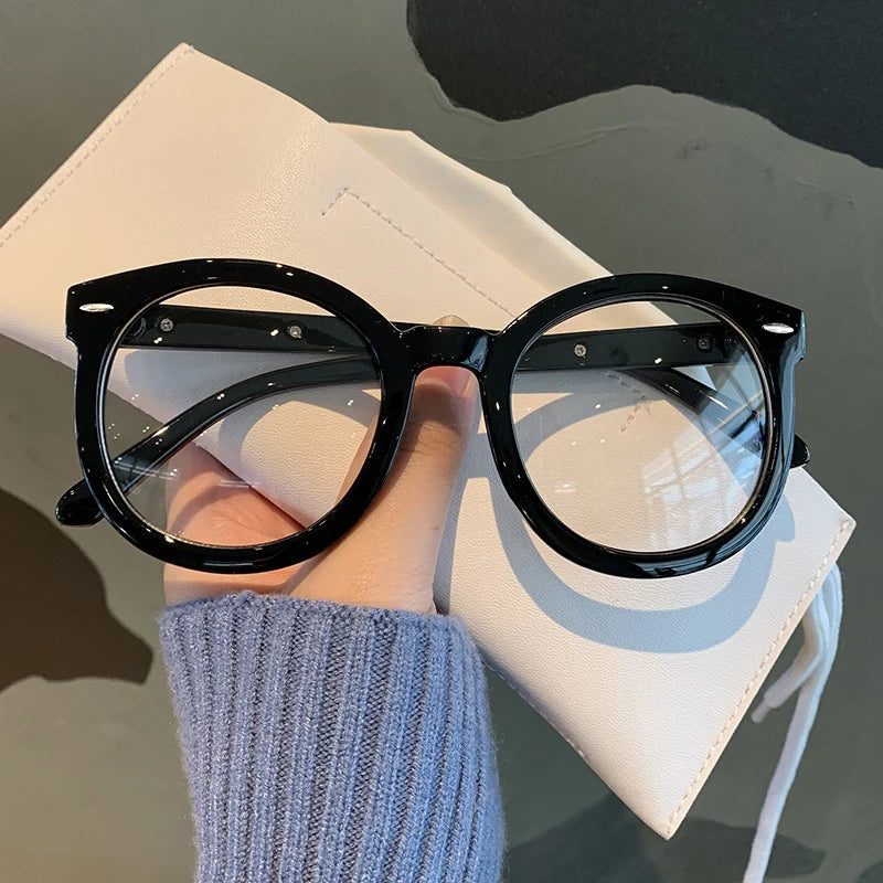 New Unisex Big Round Polygon Glasses – Men & Women PC Frame Plain Myopia Eyewear | Nearsighted Glasses -1.0
