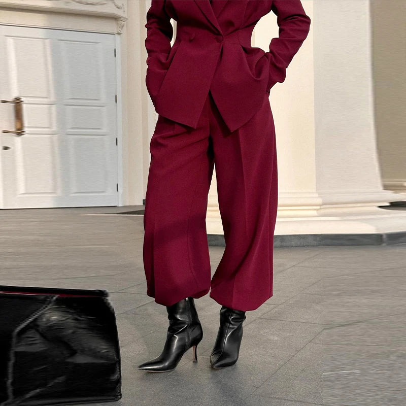Women’s Blazer & Trouser Set 🌸 Solid Lapel Coat Wide Leg Pants 2026 ✨