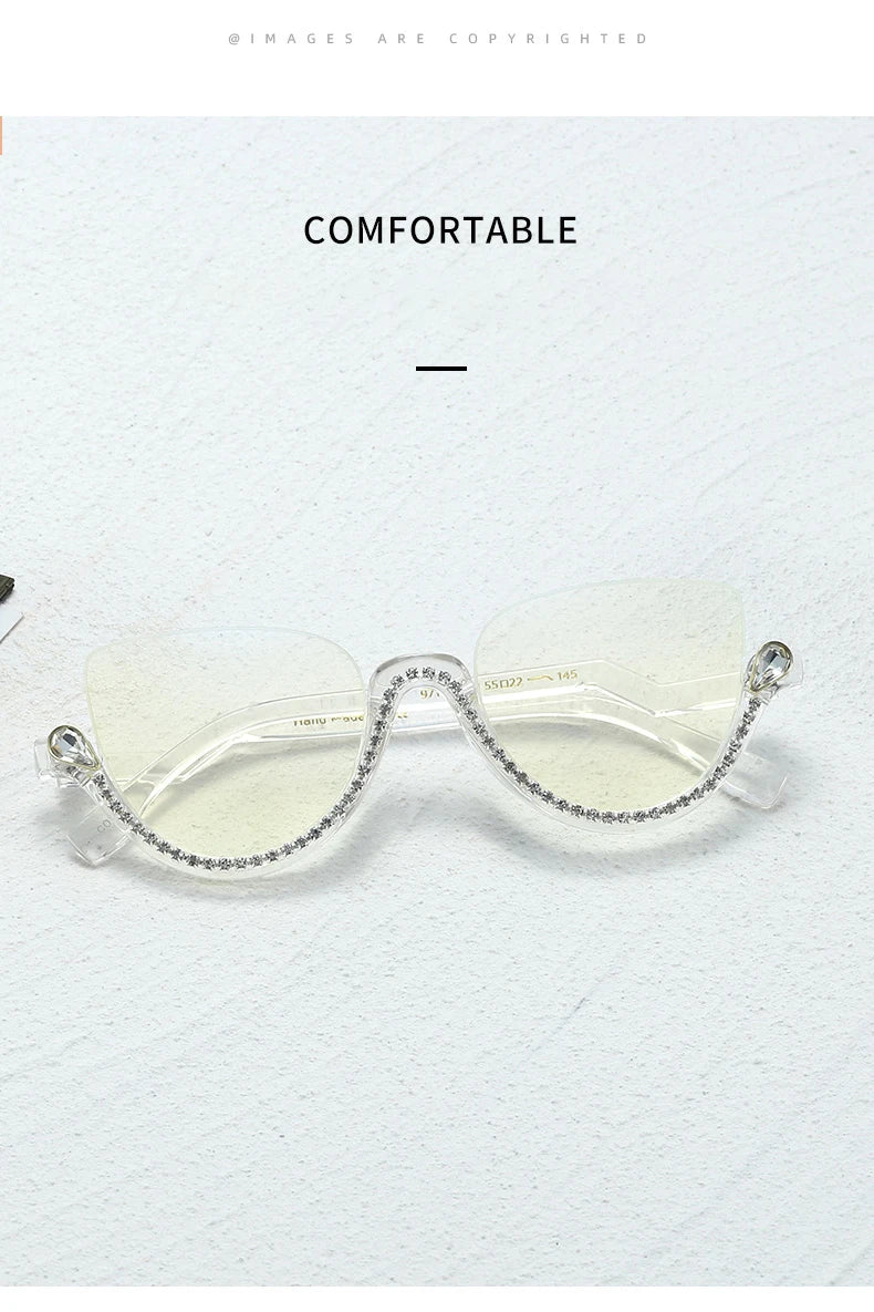 TANOXI Anti Blue Light Kardashian Flat Shield Sunglasses for Women – Y2K Punk Diamond Cutting Semi-Rimless Fashion Eyewear